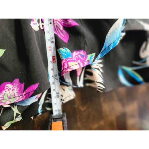 Chance Destiny Medium Black Tropical Spaghetti Strap Dress Neon Ruffle - Picture 8 of 11